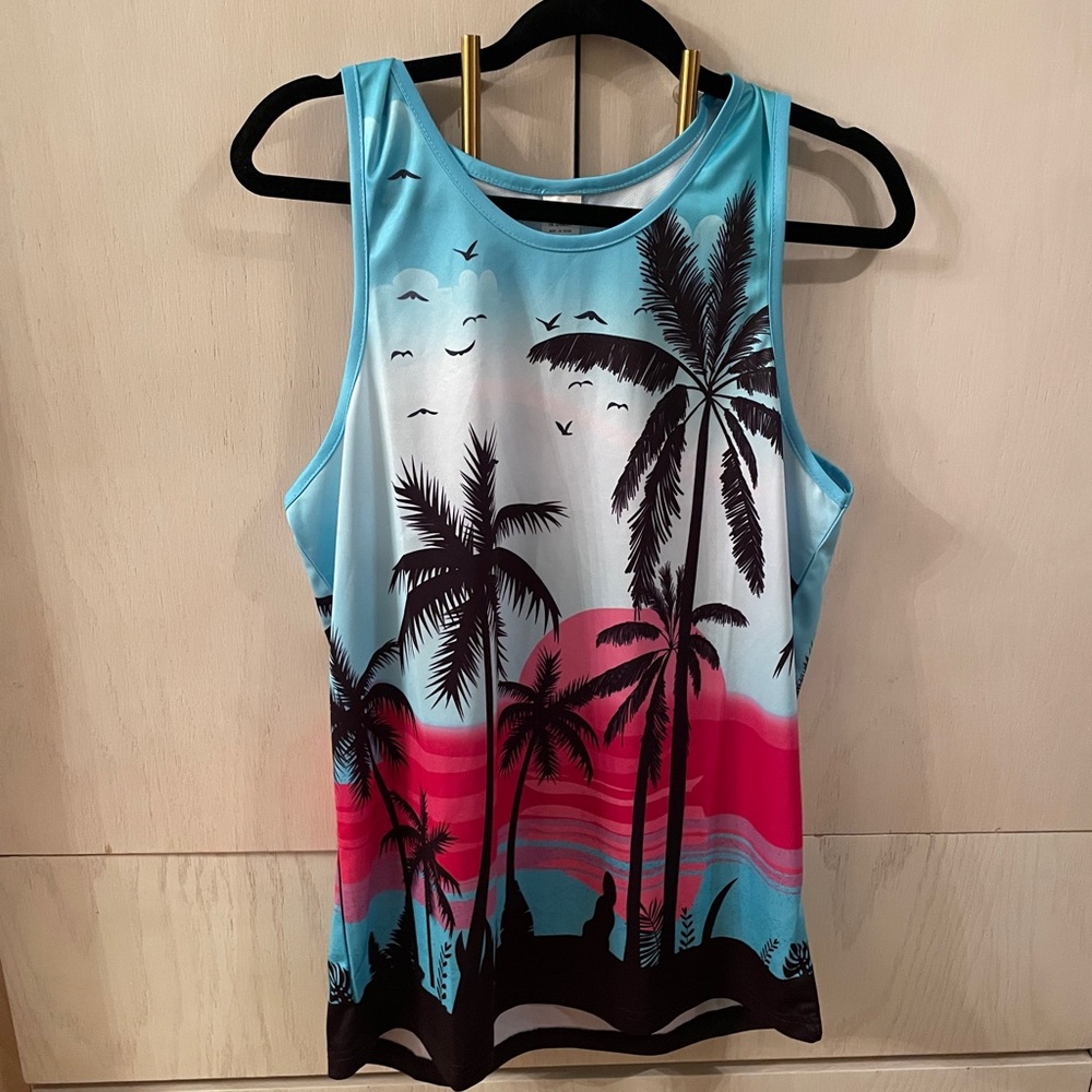 Tropical Palm Tree Print Tank Top